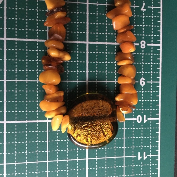 Vintage Amber Necklace with Glass Pendant, 20.5 Inches - Picture 2 of 8